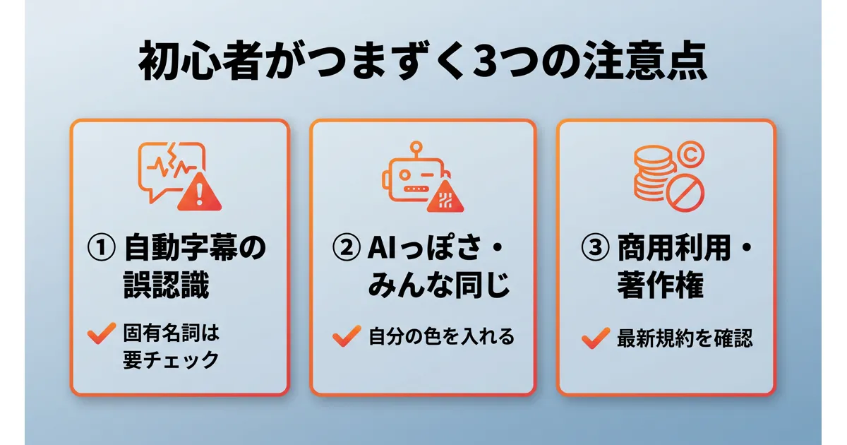 YouTube動画編集 AI 自動化で初心者がつまずく3つの注意点