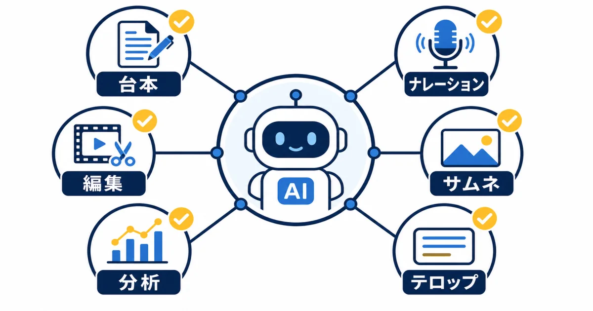 AI YouTube 副業 始め方｜AIが担う6工程マップ