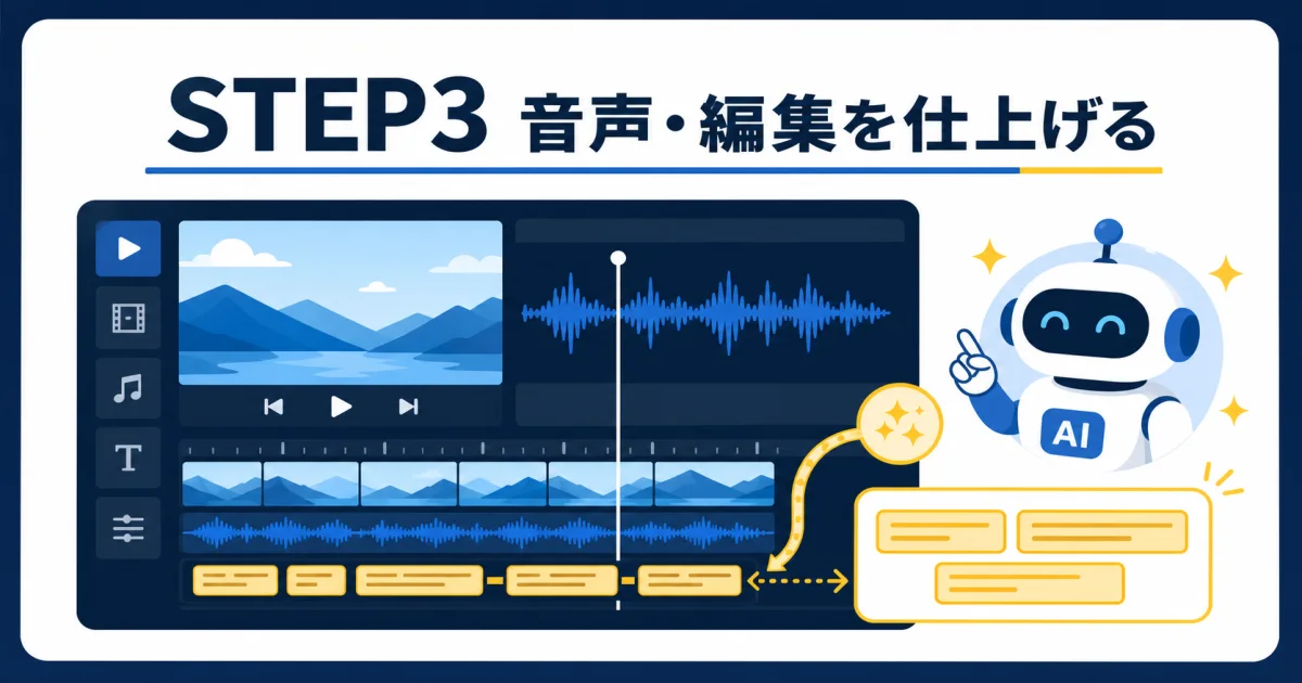 AI YouTube 副業 始め方｜STEP3 音声・編集を仕上げる