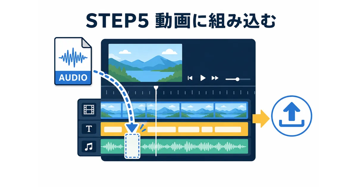 YouTube×AI音声合成の完全ガイド|VOICEVOXからElevenLabsまで徹底解説_STEP5 YouTube AI音声合成 ガイド|STEP5 動画に組み込む