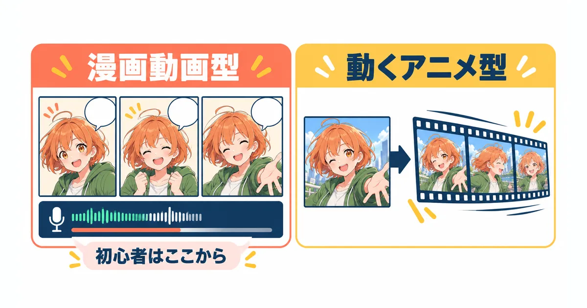 YouTube AIアニメ 動画制作 ガイド｜漫画動画型と動くアニメ型の2つの作り方