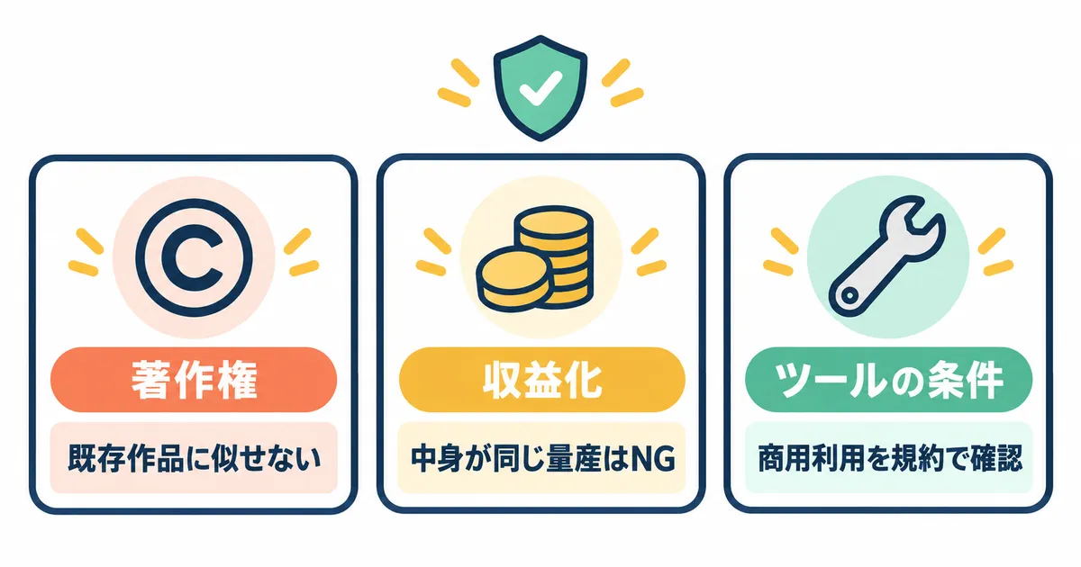 YouTube AIアニメ 動画制作 ガイド｜著作権・収益化・ツールの条件の3つの注意点