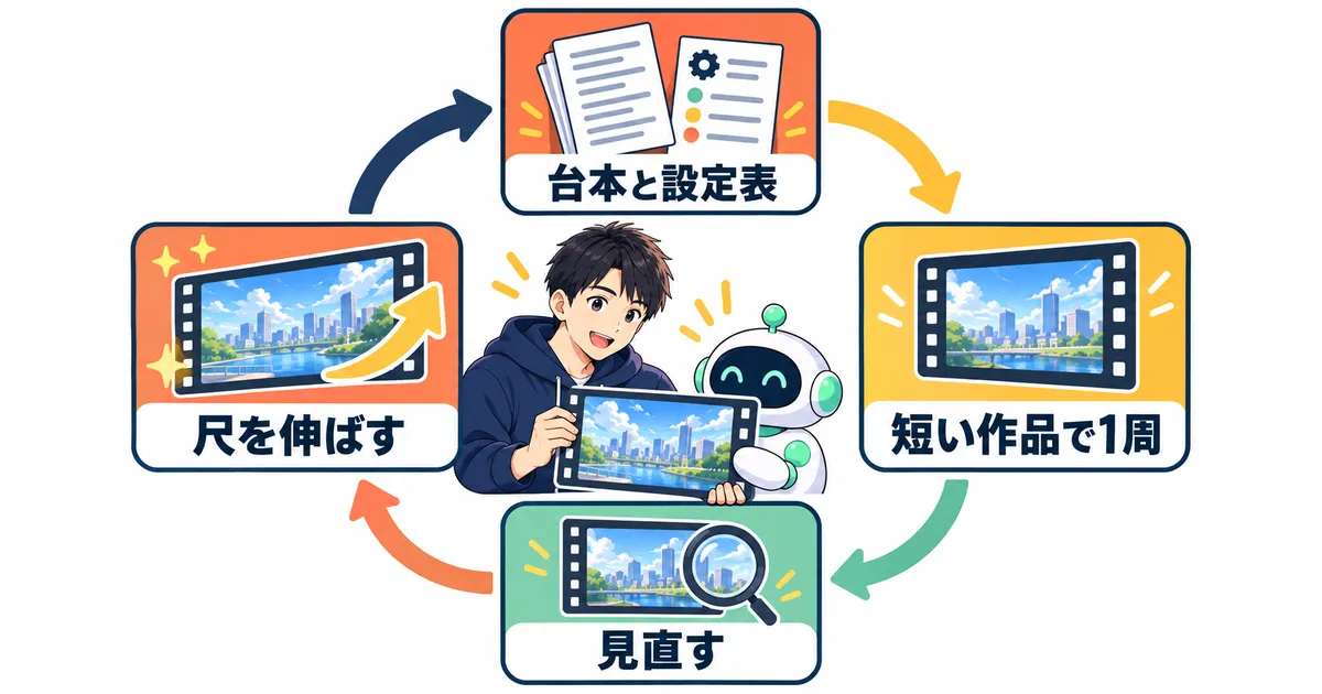 YouTube AIアニメ 動画制作 ガイド｜短い作品で全工程を回して尺を伸ばす流れ
