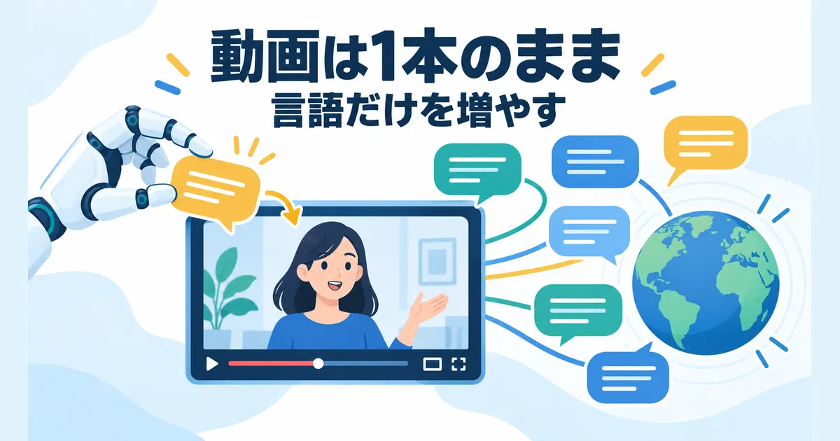 YouTube×AI翻訳で海外展開する完全ガイド|多言語チャンネル戦略_見出し画像_h2-1 YouTubeのAI翻訳で、動画は1本のまま言語を増やす全体像