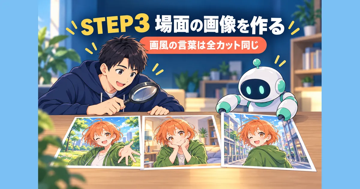 YouTube AIアニメ 動画制作 ガイド｜ステップ3：AIで場面ごとの画像を作る