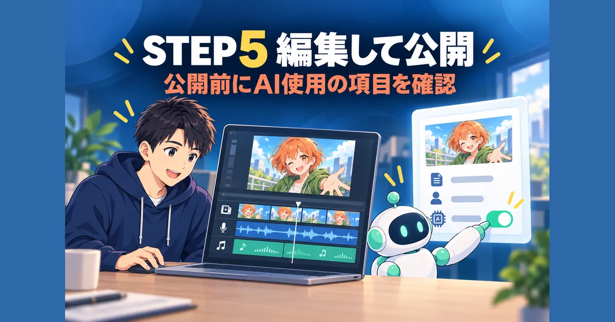 YouTube AIアニメ 動画制作 ガイド｜ステップ5：編集してAIの使用を確認し、公開する