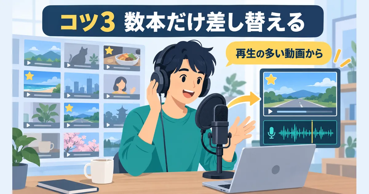 YouTube×AI翻訳で海外展開する完全ガイド|多言語チャンネル戦略_見出し画像_h2-3_h3-3 よく見られる動画から自分で用意した吹き替え音声を試す場面