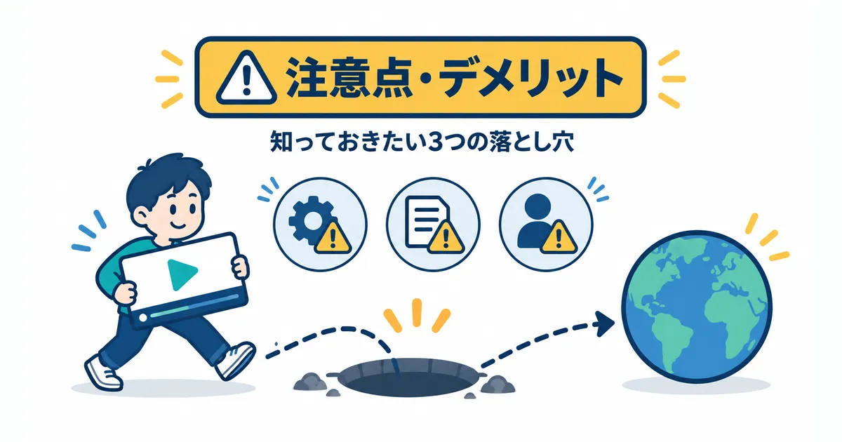 YouTube×AI翻訳で海外展開する完全ガイド|多言語チャンネル戦略_見出し画像_h2-4 YouTubeのAI翻訳で海外展開するときに確認する3つの注意点