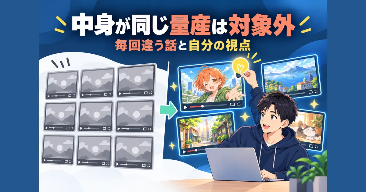 YouTube AIアニメ 動画制作 ガイド｜中身がほぼ同じ動画の量産は収益化の対象外になる